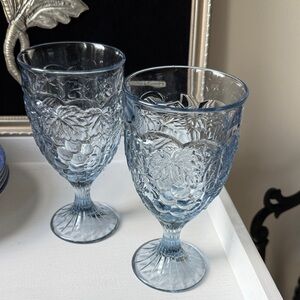 Noritake Translucent Blue Embossed Goblets